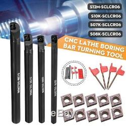 2X4 Set Of 7/8/10/12Mm Sclcr Lathe Boring Bar Tool Holder+10Pcs Ccmt 0602 V7H6