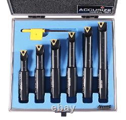 6 Pc 5/8'' round Shank Indexable Boring Bar Set with Tcmt Carbide Inserts, 90 De