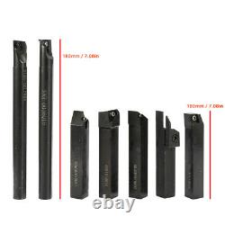 7PCS 16mm Shank Lathe Turning Tool Holder Boring Bar +Carbide InsertBlades V1X9