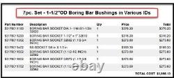 7pc. Set MAZAK 1-1/2OD Boring Bar Socket Bushing, Integrex Lathe Vari. ID Bores