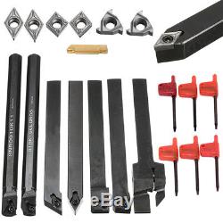 7pcs DCMT/CCMT Carbide Inserts Tool Holder Boring Bar Wrenches Lathe Turning
