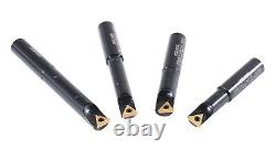 Accusize Industrial Tools 4 Pc 1/2'' Round Shank Indexable Boring Bar Set wit