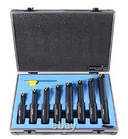 Accusize Industrial Tools 8 Pc 3/4'' Round Shank Indexable Boring Bar Set wit