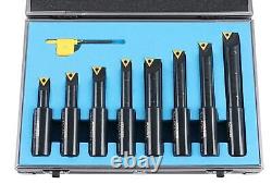 Accusize Industrial Tools 8 Pc 3/4'' Round Shank Indexable Boring Bar Set wit