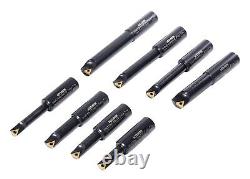 Accusize Industrial Tools 8 Pc 3/4'' Round Shank Indexable Boring Bar Set wit