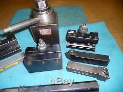 Aloris CA Quick Change Tool Post with (3) Holders, Cutting Tools and Boring Bar