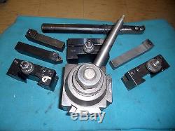 Aloris CA Quick Change Tool Post with (3) Holders, Cutting Tools and Boring Bar