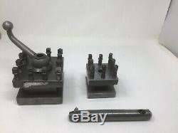 Enco 4 1/2 Square Tool Post Holder & Smaller 3 1/8 Unmarked One & Boring Bar