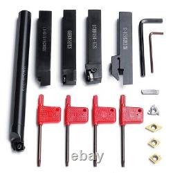 Set Of 16mm-Shank Lathe Boring Bar Turning Tool Holder + Inserts + Wrench