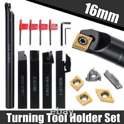 Set Of 16mm-Shank Lathe Boring Bar Turning Tool Holder + Inserts + Wrench